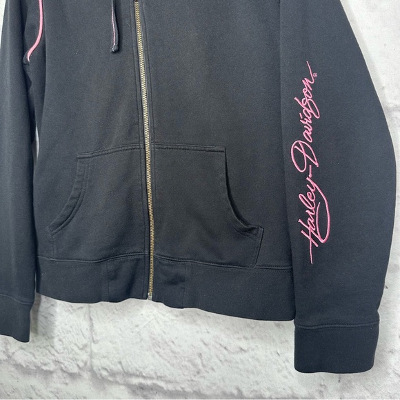 |VTG| HARLEY DAVIDSON Y2K Embroidered Full Zip Hoodie - Picture 3 of 5